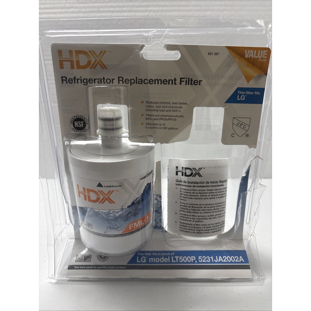 One HDX Replacement Water Filter / Purifier for LG Refrigerators 601 387 NEW